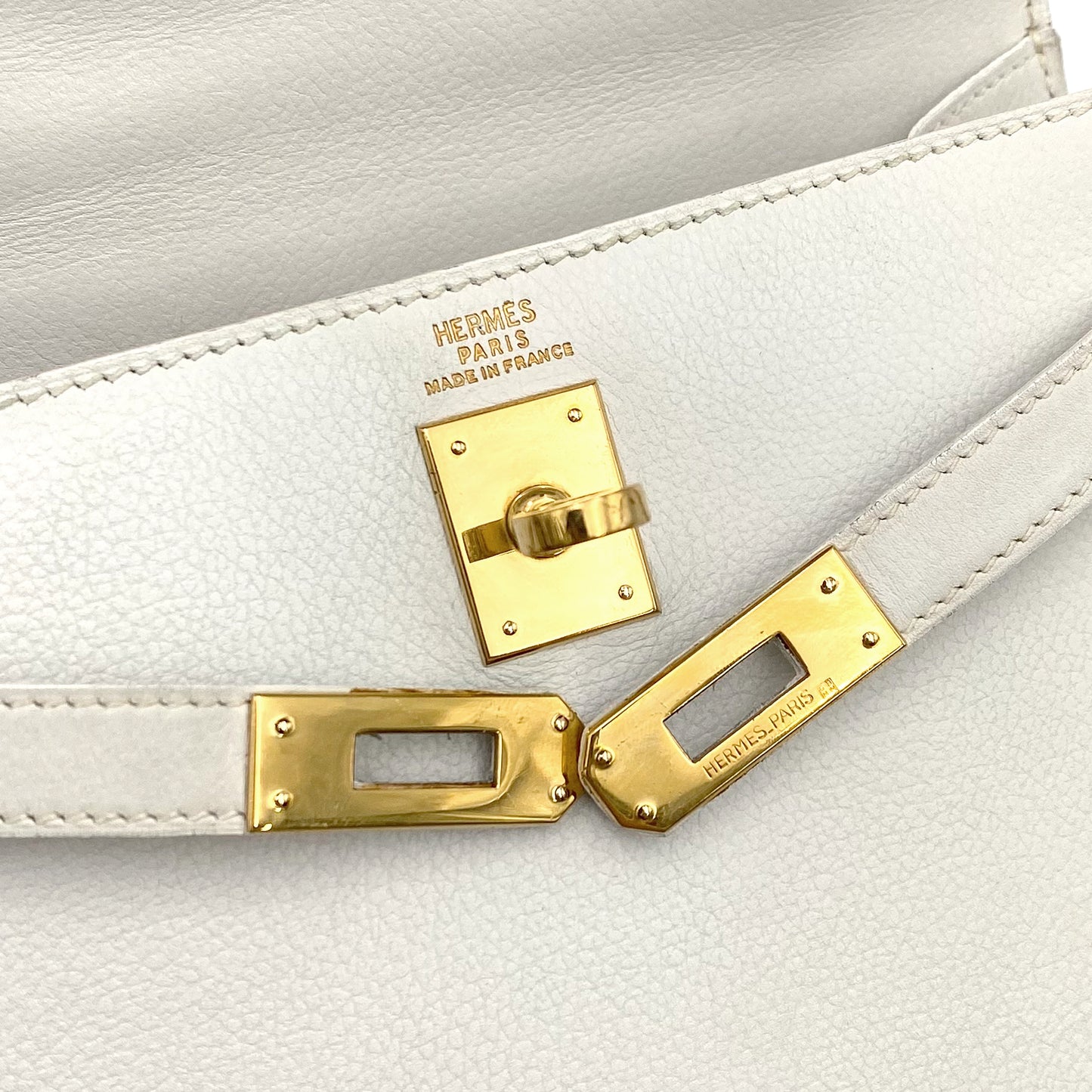 HERMES MINI KELLY 20 WHITE GRAINE HAND SHOULDER BAG 〇O 90227517