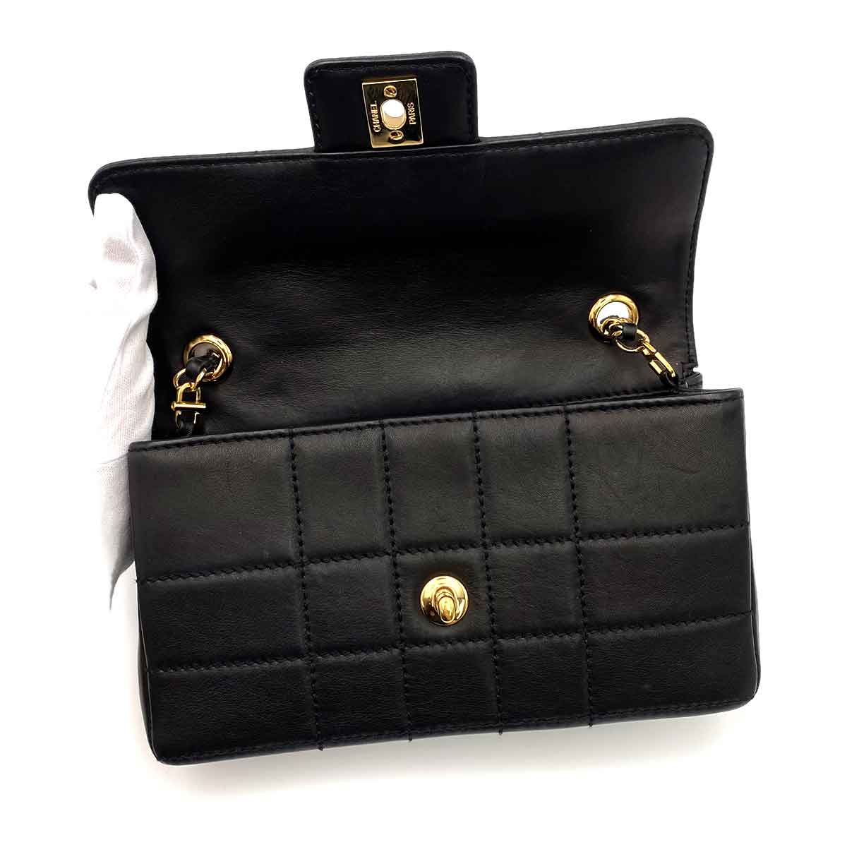 CHANEL VINTAGE CHAIN SHOULDER BAG BLACK LAMB SKIN 90230892