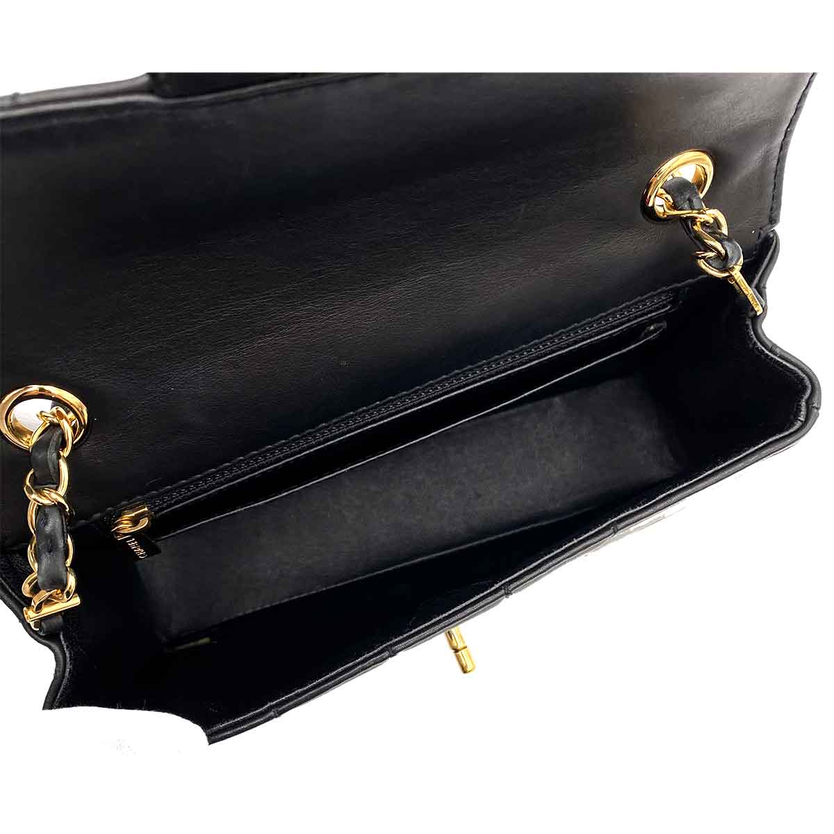 CHANEL VINTAGE CHAIN SHOULDER BAG BLACK LAMB SKIN 90230892