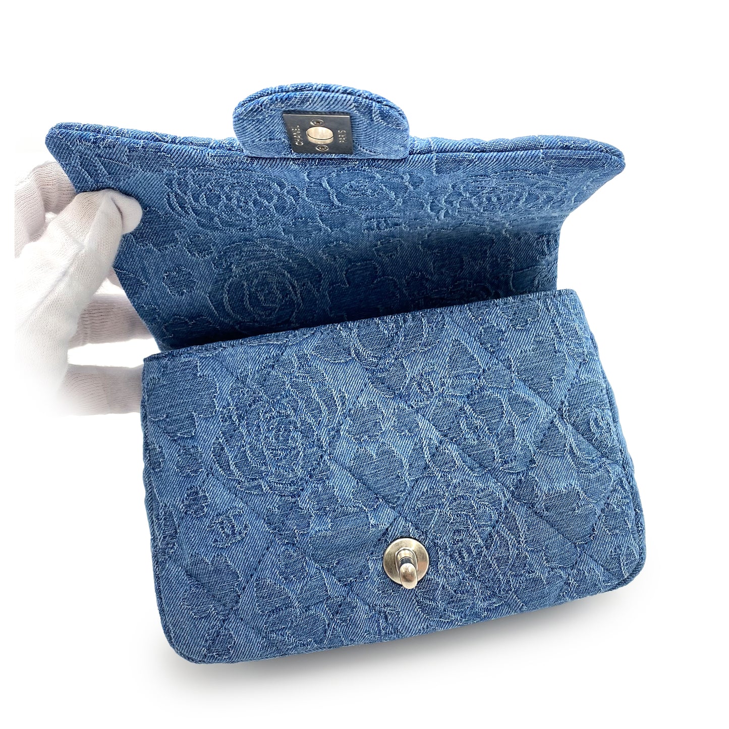 CHANEL MINI MATELASSE CHAIN SHOULDER BAG BLUE DENIM SHW 90231585