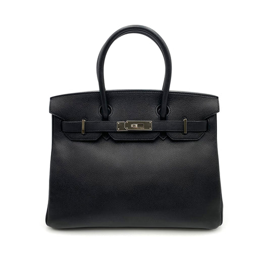 HERMES BIRKIN 30 BLACK EPSOM HAND BAG □M SHW 90249342