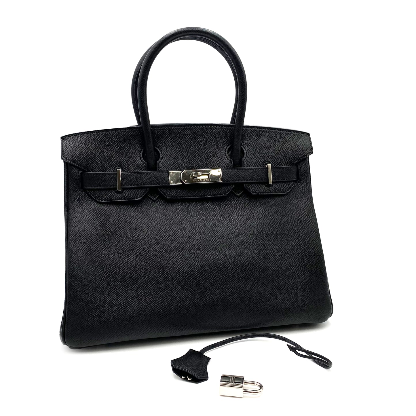 HERMES BIRKIN 30 BLACK EPSOM HAND BAG □M SHW 90249342