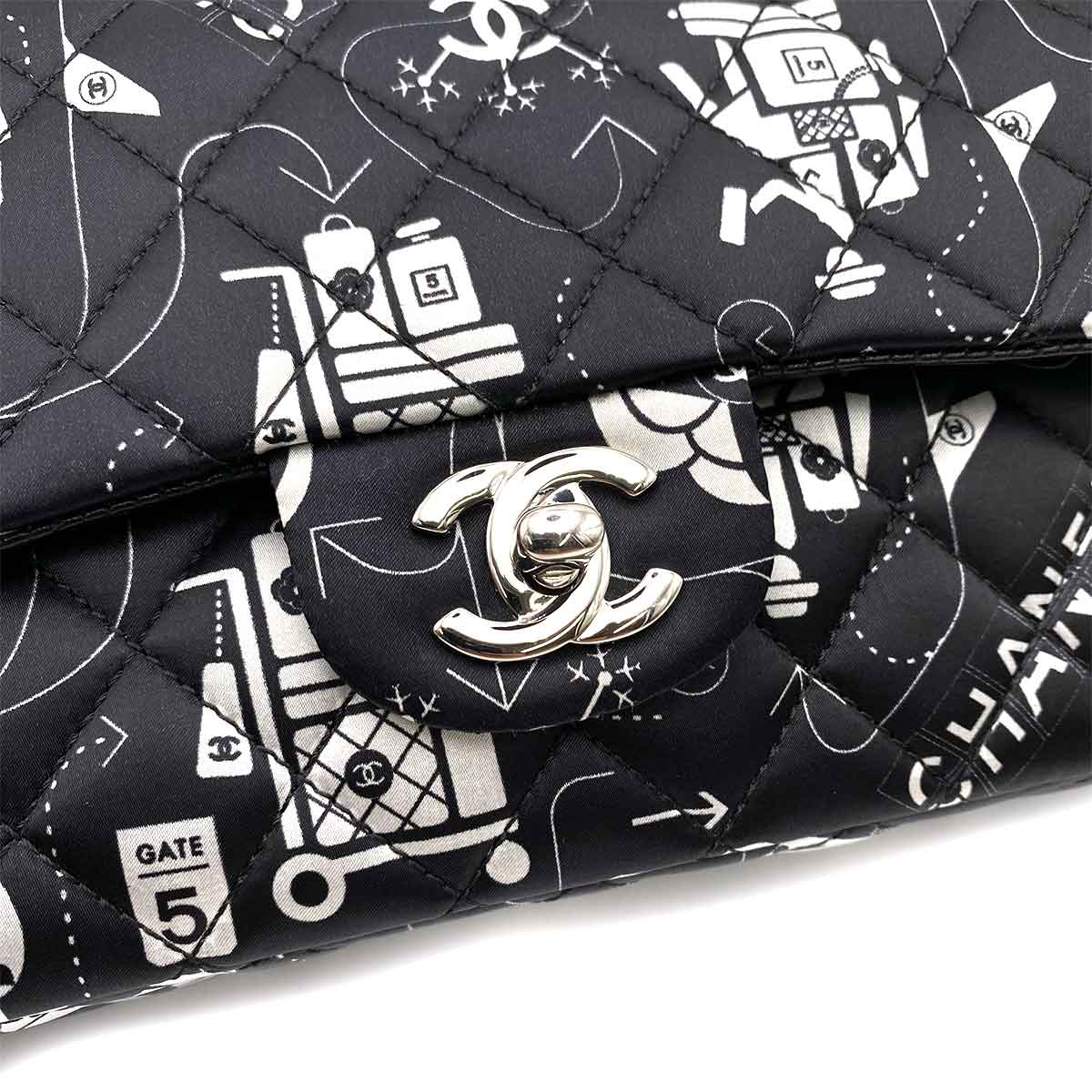 CHANEL VINTAGE CLASSIC FLAP MEDIUM AIRLINE SATIN SHOULDER BAG 90231908