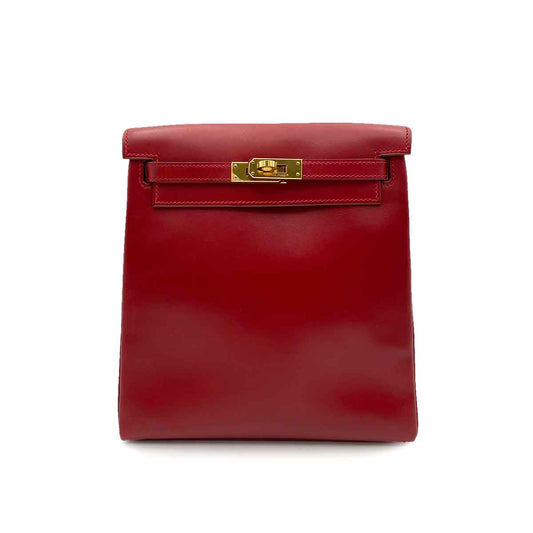 HERMES KELLY AD PM BOXCALF ROUGE H BACKPACK ▢C 90232187