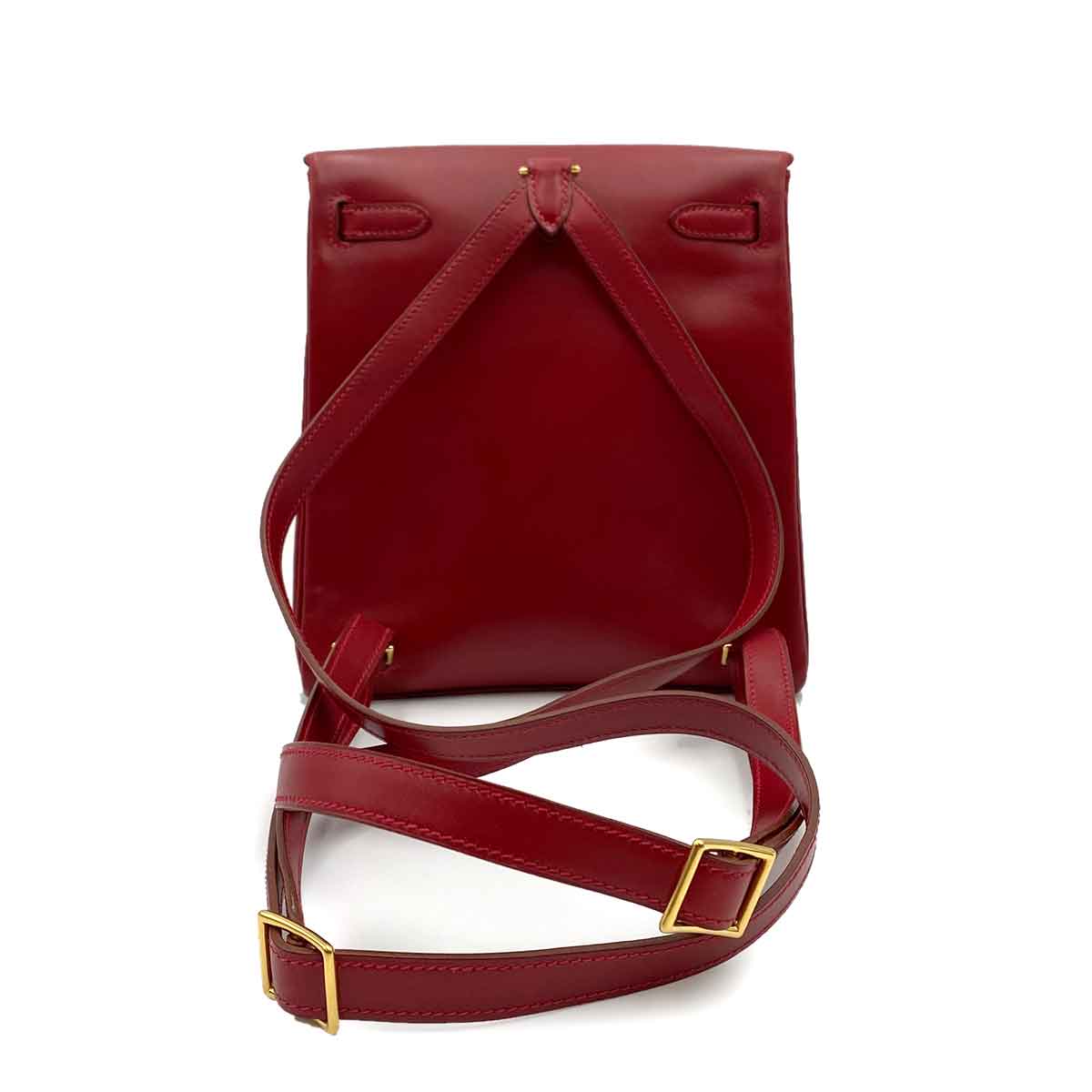 HERMES KELLY AD PM BOXCALF ROUGE H BACKPACK ▢C 90232187