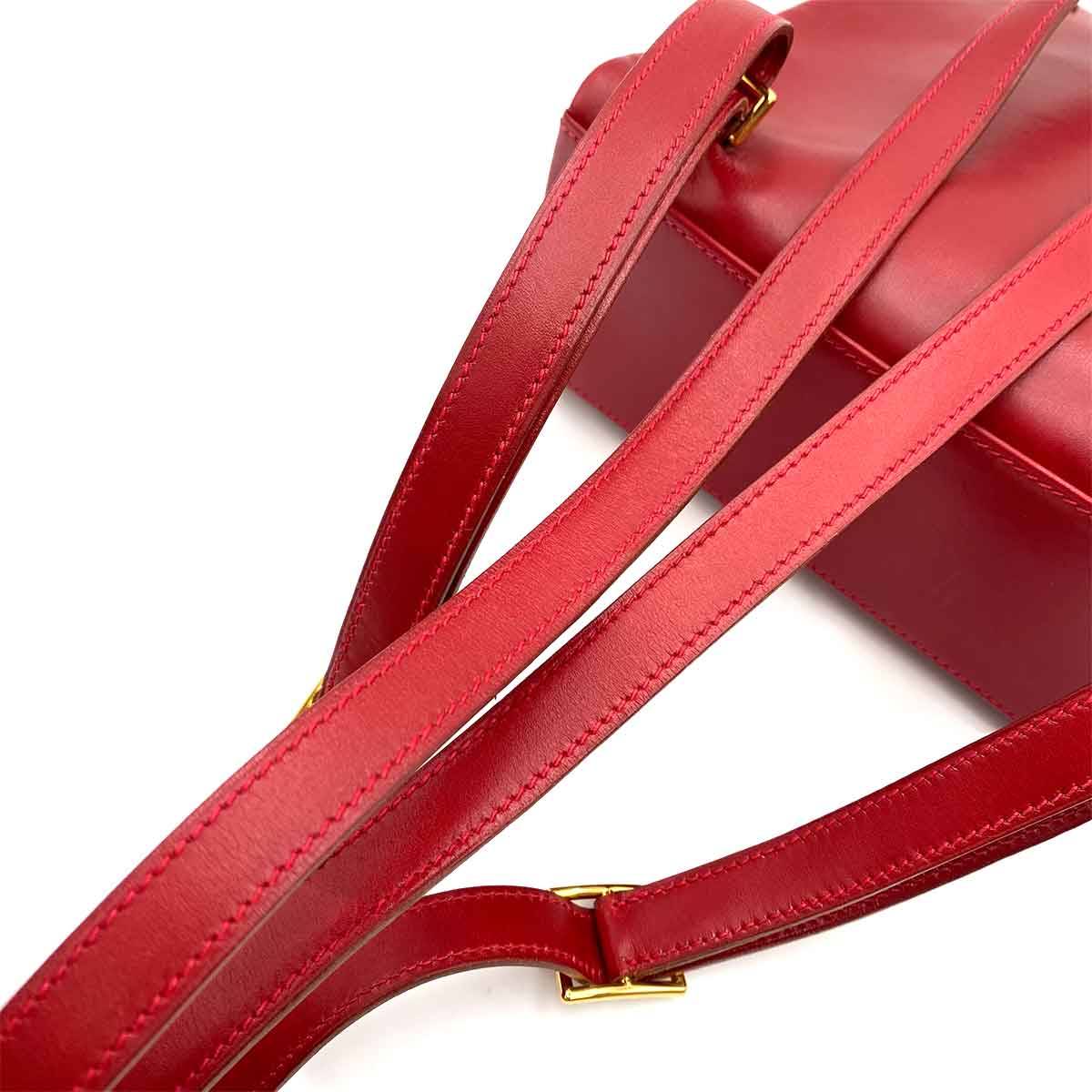 HERMES KELLY AD PM BOXCALF ROUGE H BACKPACK ▢C 90232187