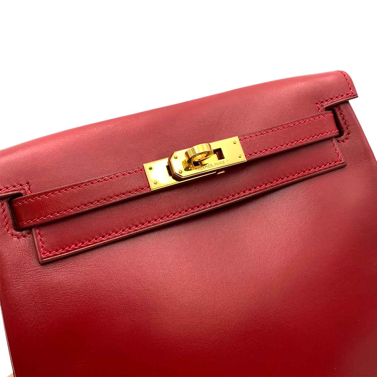 HERMES KELLY AD PM BOXCALF ROUGE H BACKPACK ▢C 90232187