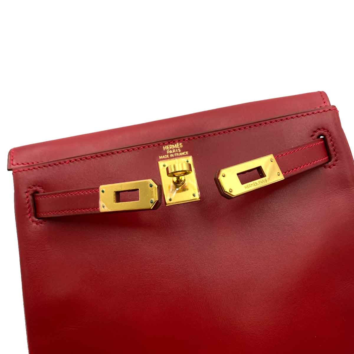 HERMES KELLY AD PM BOXCALF ROUGE H BACKPACK ▢C 90232187