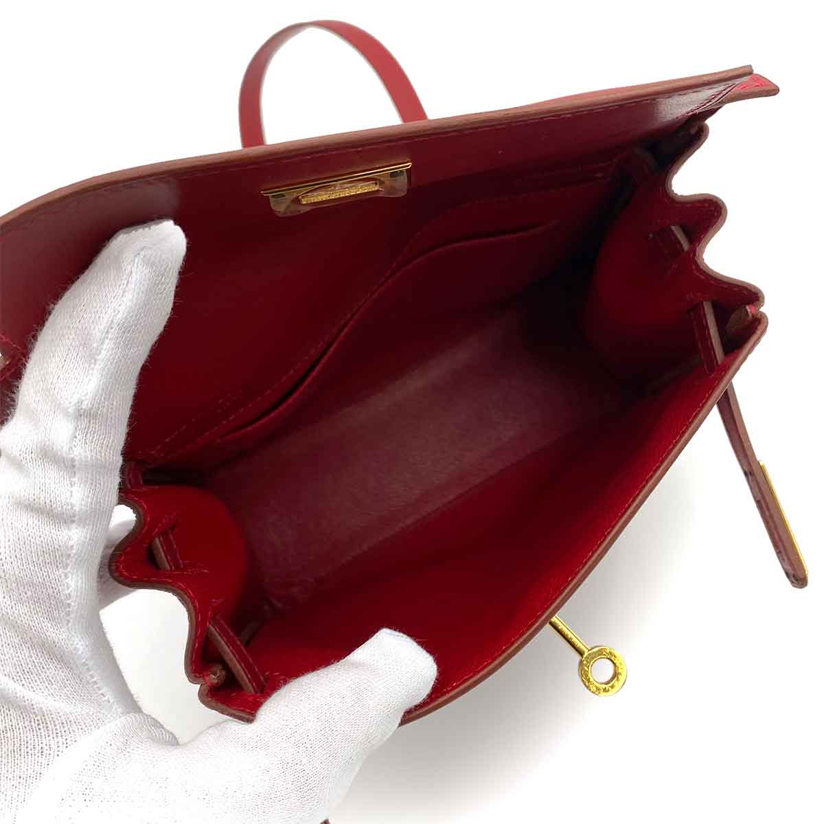 HERMES KELLY AD PM BOXCALF ROUGE H BACKPACK ▢C 90232187