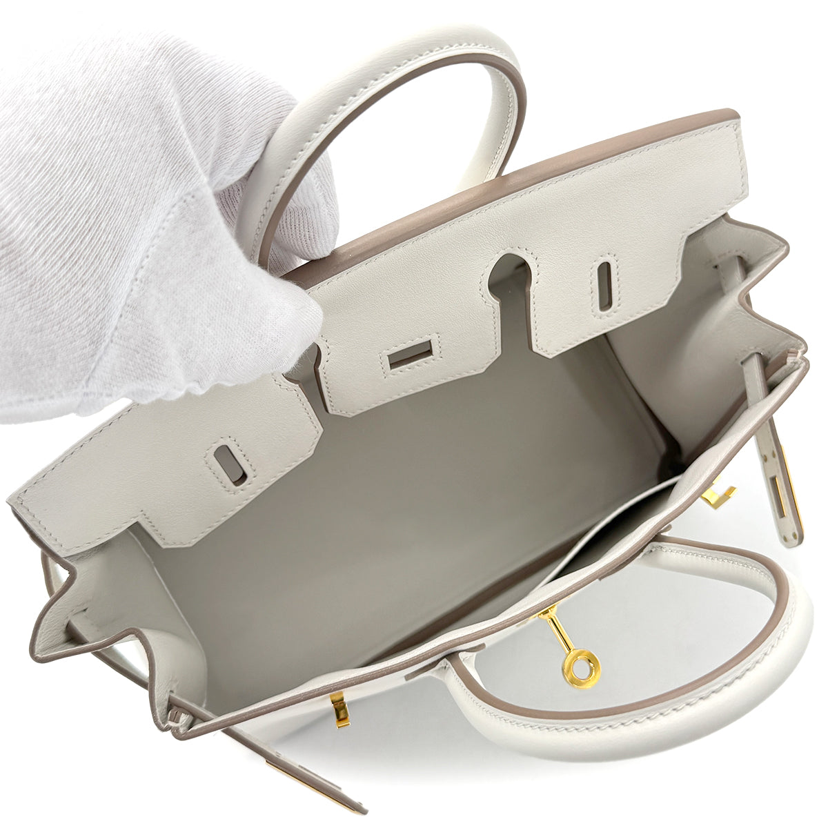 HERMES BIRKIN 25 GRIS PERLE SWIFT HAND BAG B GHW 90232425