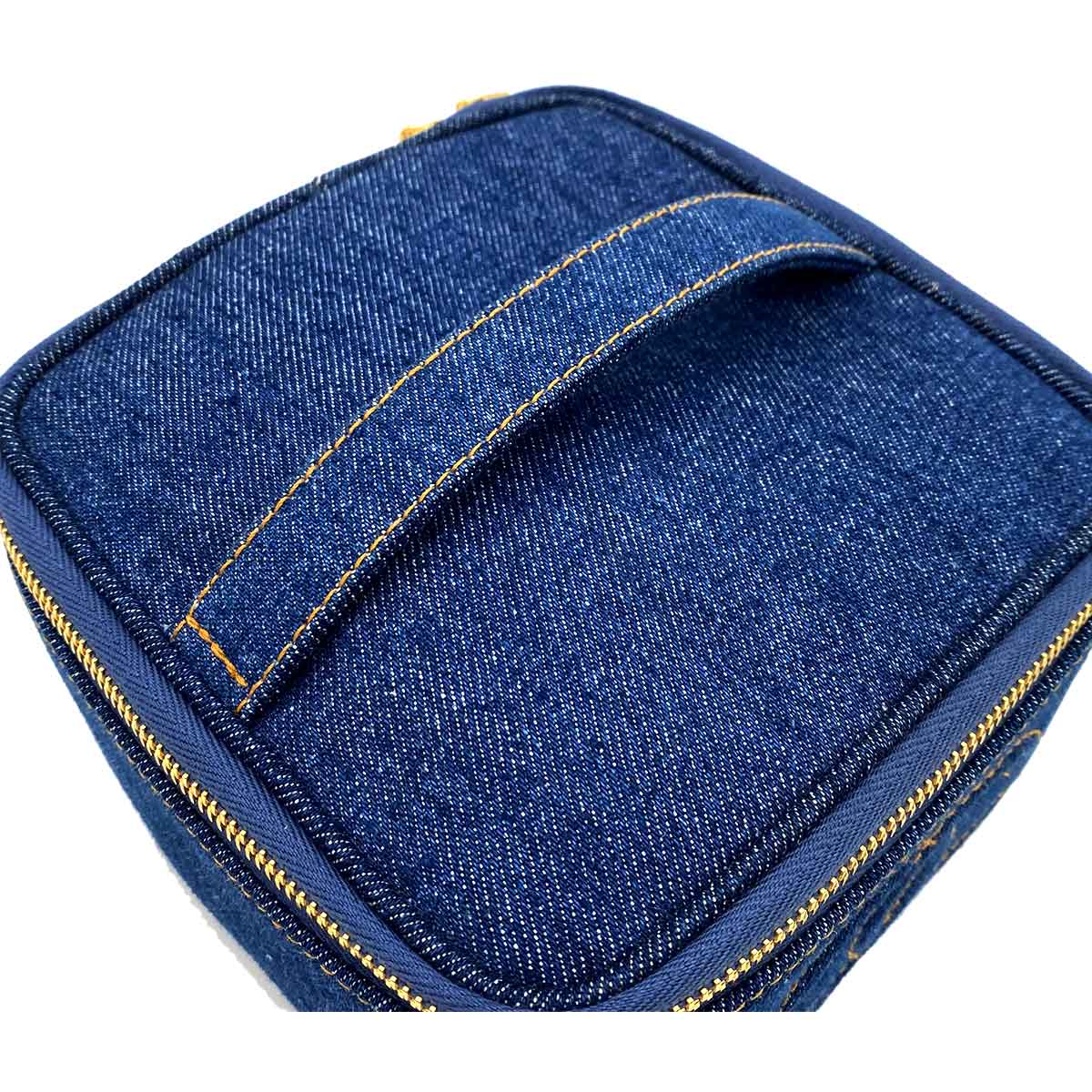 CHANEL VINTAGE VANITY HAND BAG BLUE DENIM 90233667