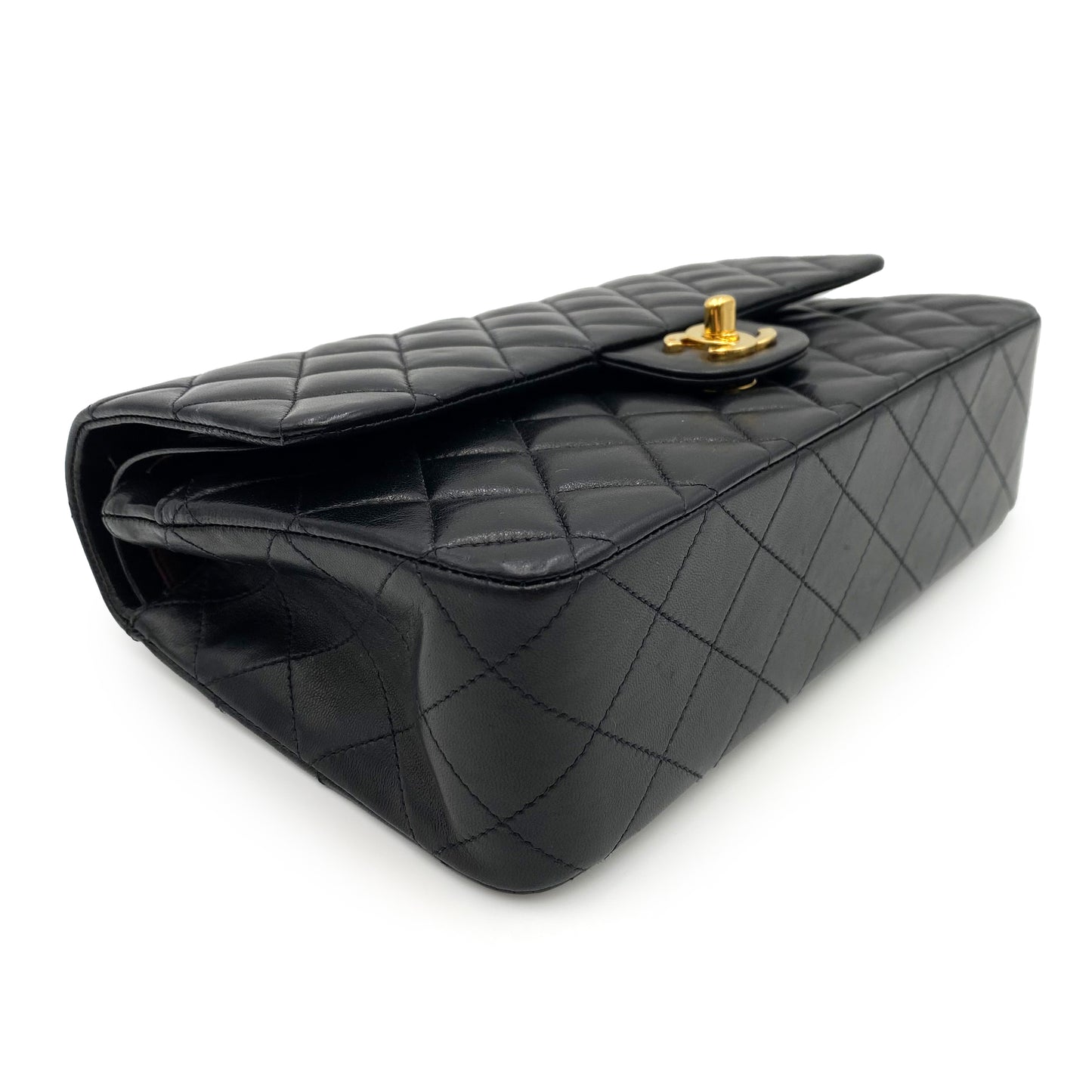 CHANEL VINTAGE CLASSIC FLAP MEDIUM CHAIN SHOULDER BAG BLACK LAMB SKIN 90233728