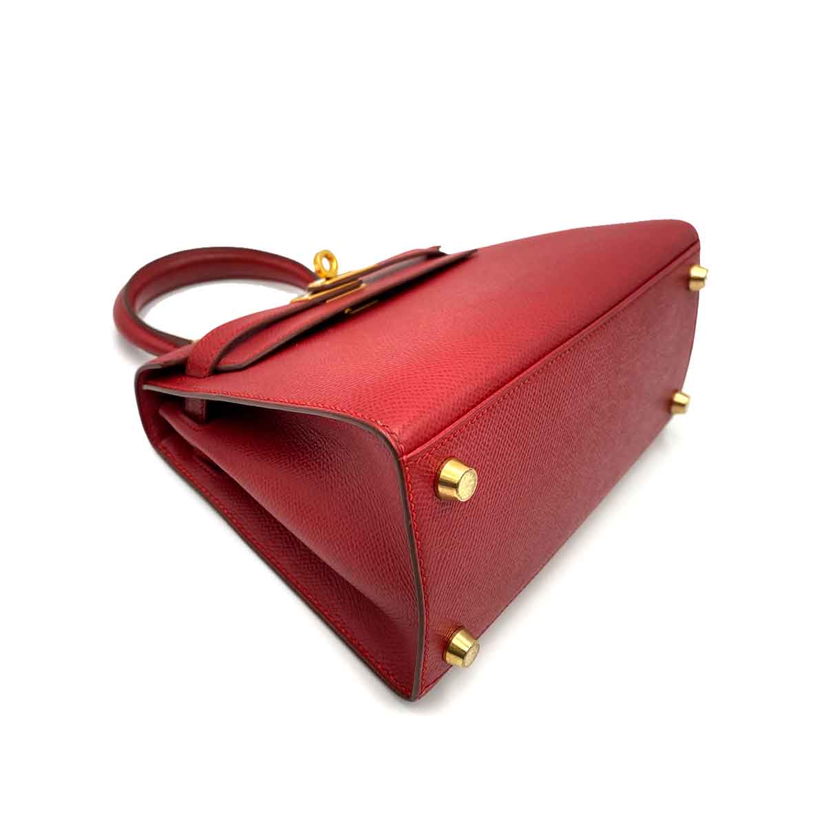HERMES MINI KELLY 20 ROUGE COUCHVEL HAND SHOULDER BAG 〇Y 90233732