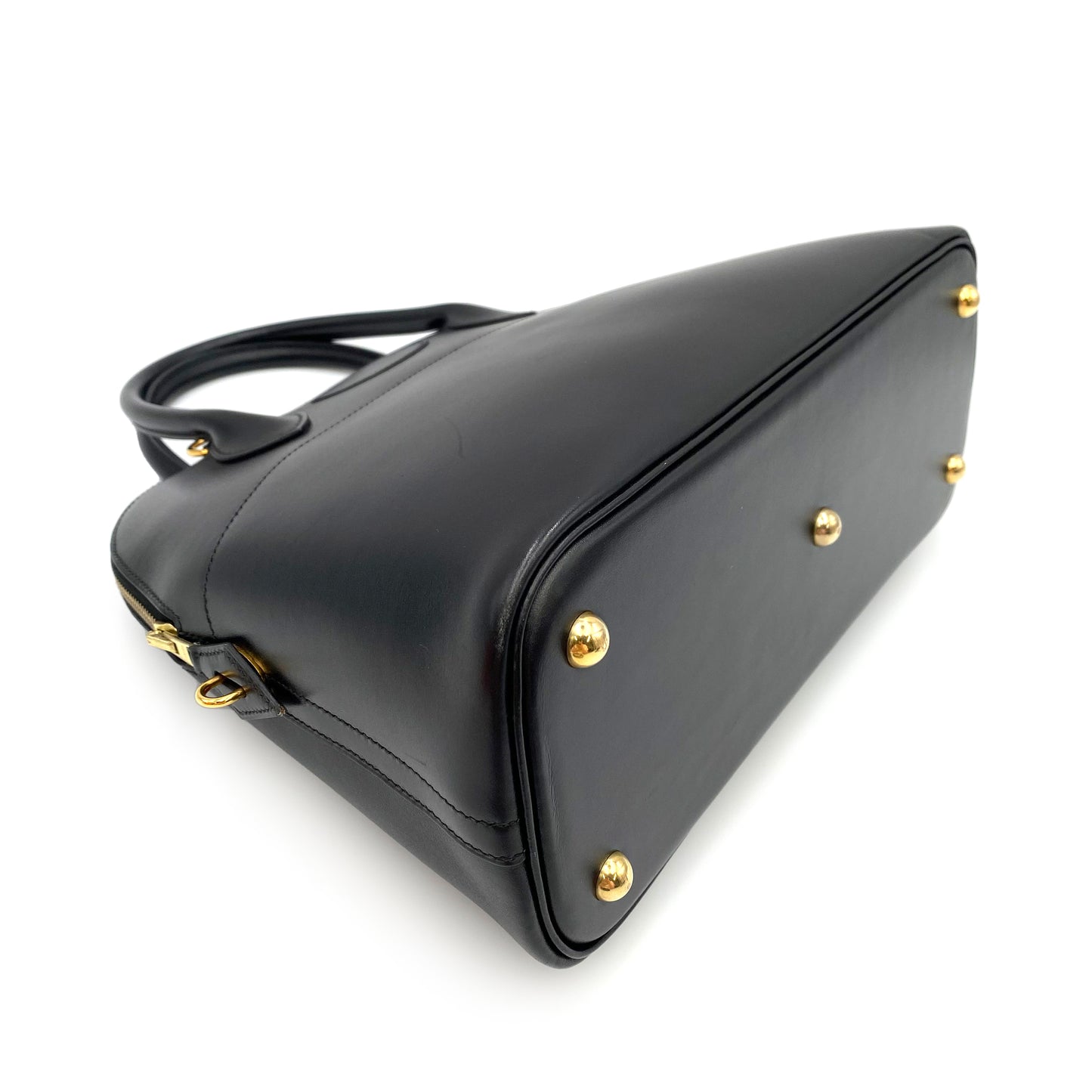 HERMES BOLIDE 31 BLACK BOXCALF HAND SHOULDER BAG □F 90234629