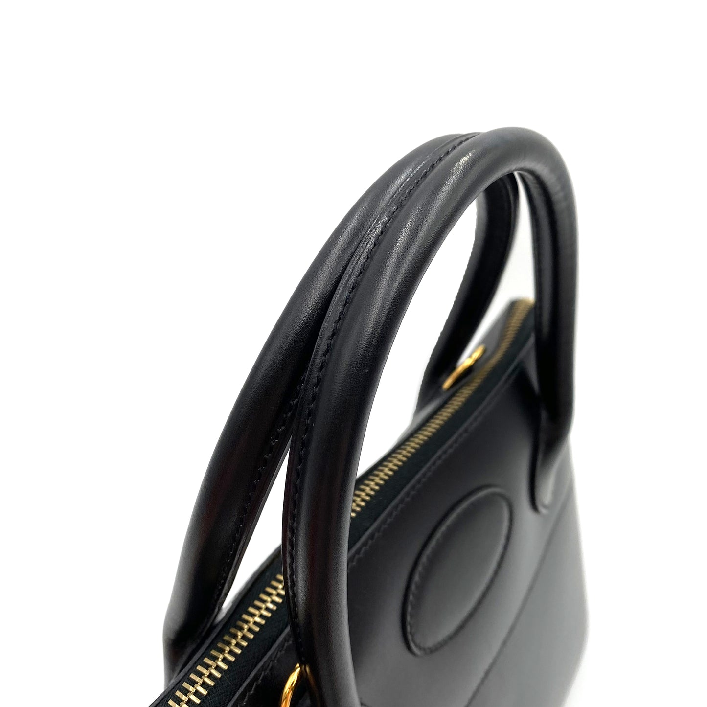 HERMES BOLIDE 31 BLACK BOXCALF HAND SHOULDER BAG □F 90234629
