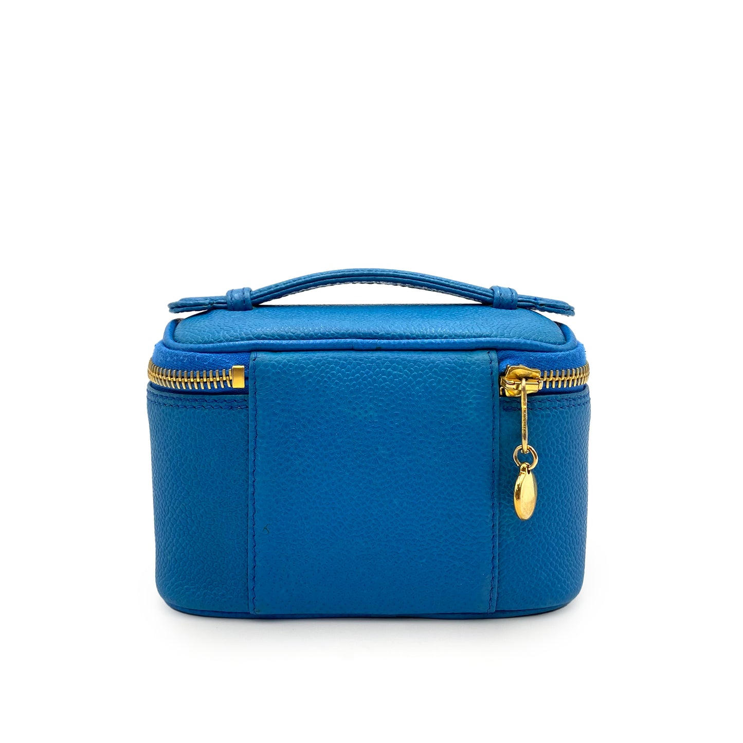 CHANEL VINTAGE MINI VANITY HAND BAG BLUE CAVIAR SKIN 90234752