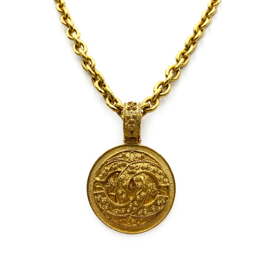 CHANEL VINTAGE NECKLACE ROUND COCOMARK ACCESSORY 94A 90235502