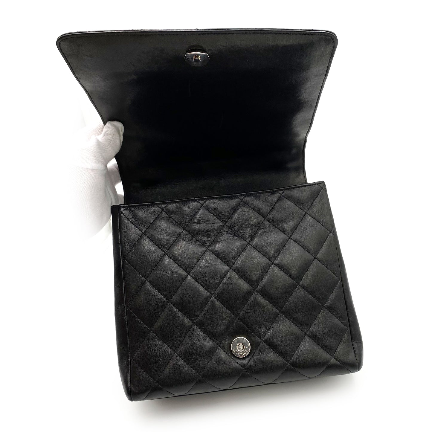 CHANEL VINTAGE MATELASSE CHAIN HAND BAG BLACK LAMB SKIN SHW 90235883