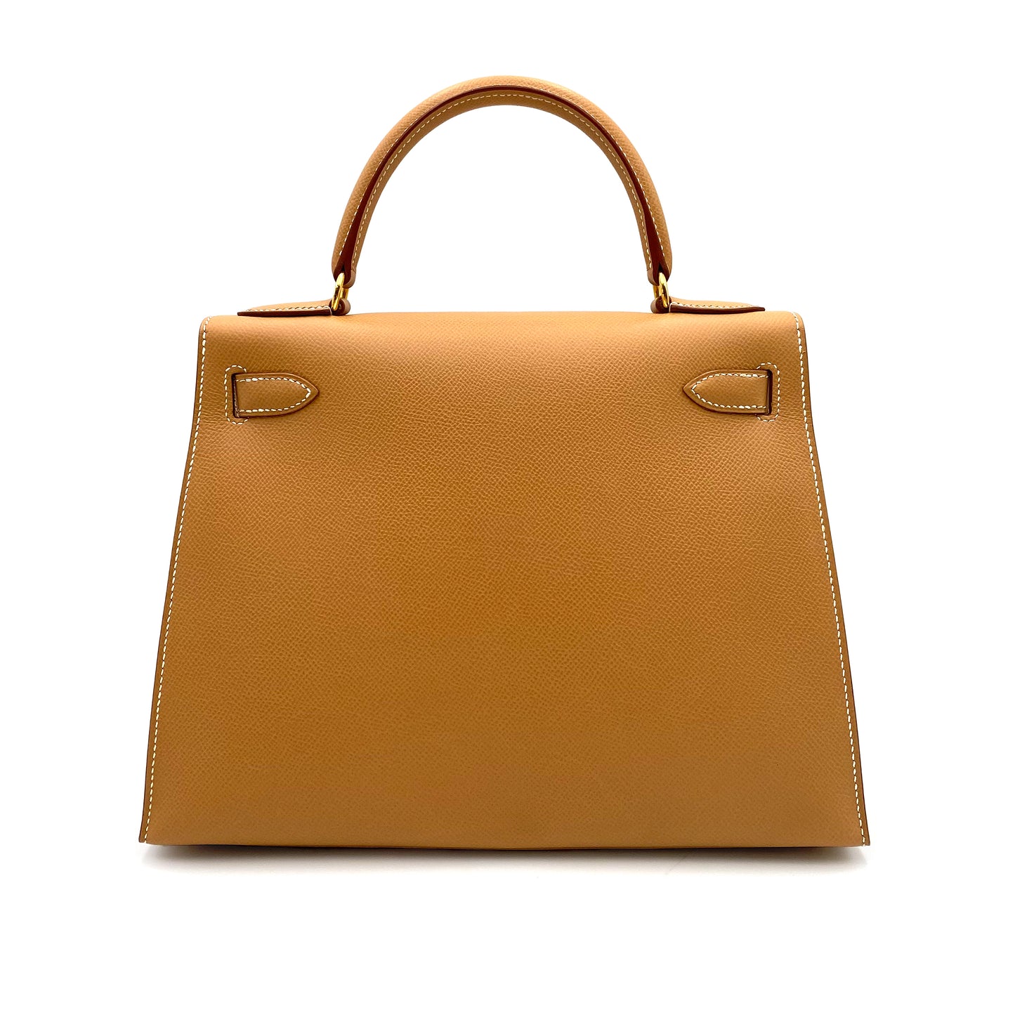 HERMES KELLY 28 SELLIER NATURAL COUCHEVEL HAND SHOULDER BAG □B 90236739