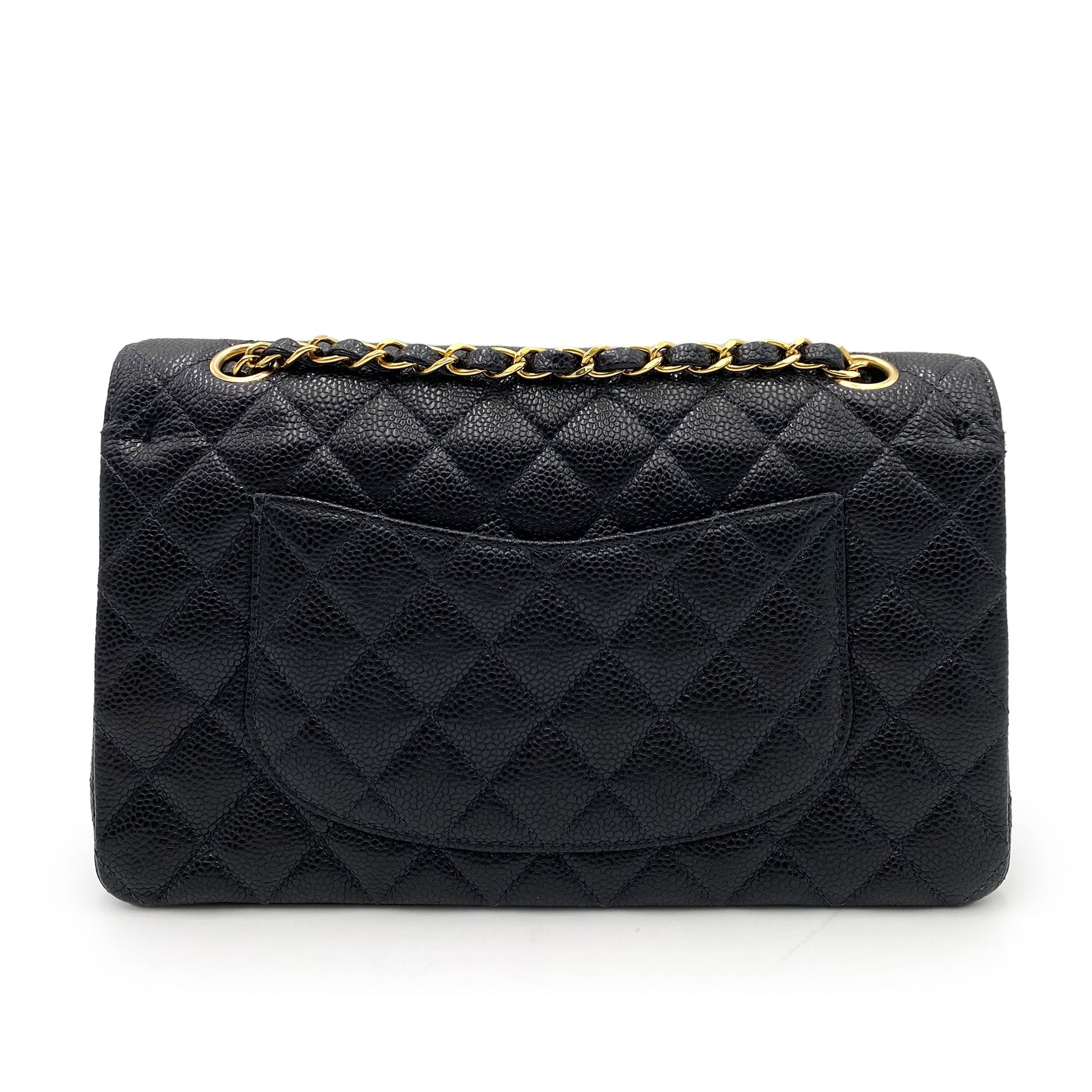 CHANEL CLASSIC FLAP MEDIUM CHAIN SHOULDER BAG BLACK CAVIAR SKIN 90237324