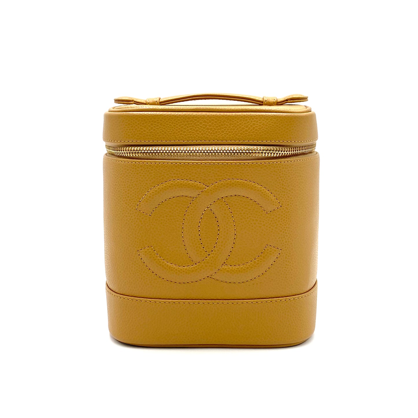 CHANEL VINTAGE VANITY HAND BAG BEIGE CAVIAR SKIN 90237373