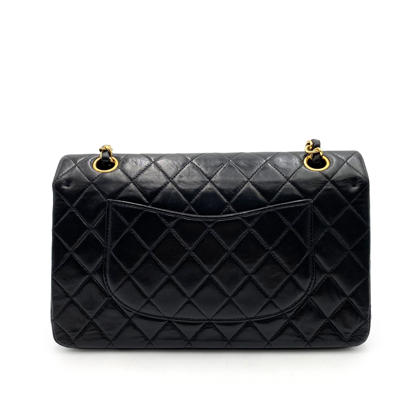 CHANEL VINTAGE CLASSIC FLAP MEDIUM CHAIN SHOULDER BAG BLACK LAMB SKIN 90237403