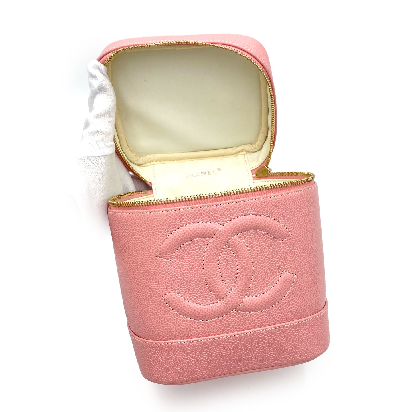 CHANEL VINTAGE VANITY HAND BAG PINK CAVIAR SKIN 90237917