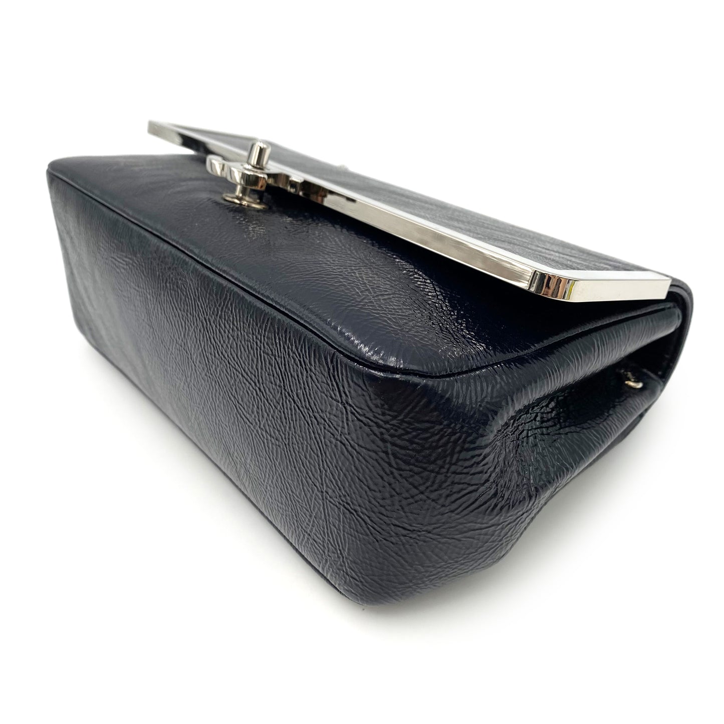 CHANEL VINTAGE COCOMARK CHAIN SHOULDER BAG NAVY CALF SKIN SHW 90238794