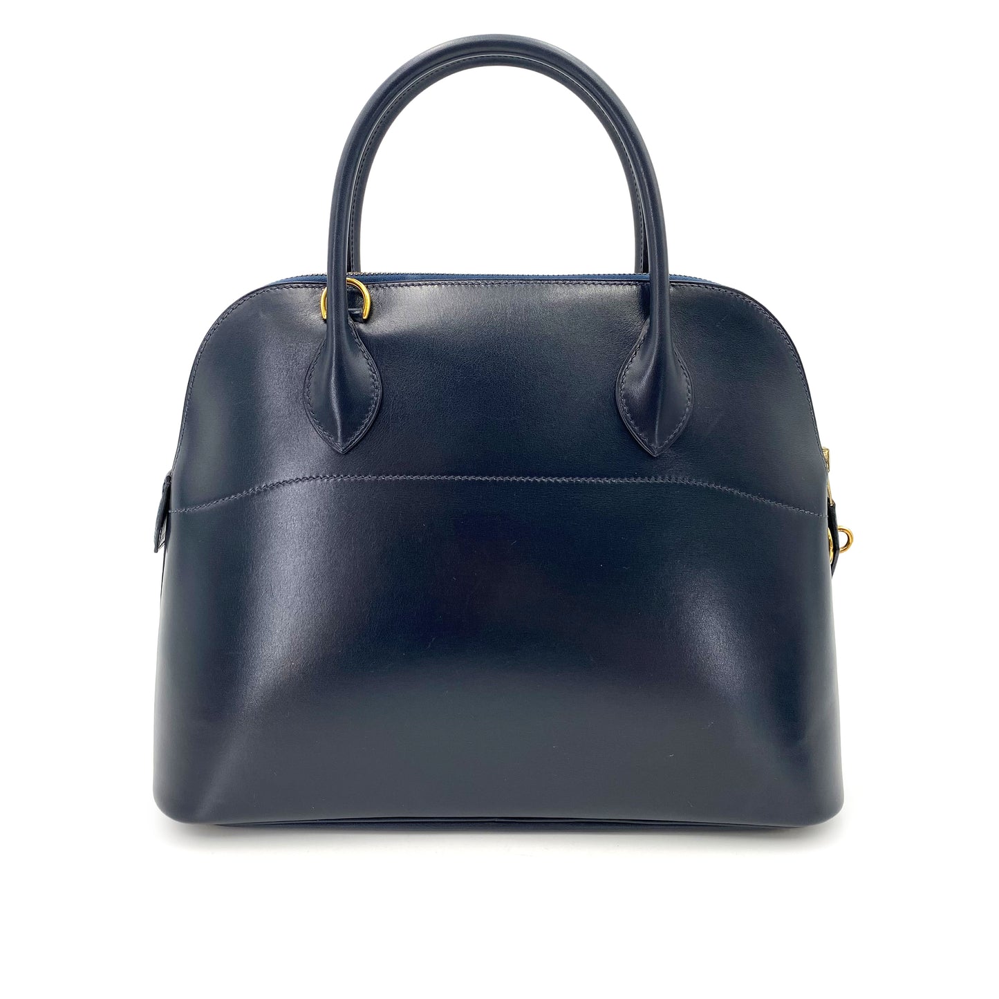 HERMES BOLIDE 31 NAVY BOXCALF HAND SHOULDER BAG 〇Z 90239119