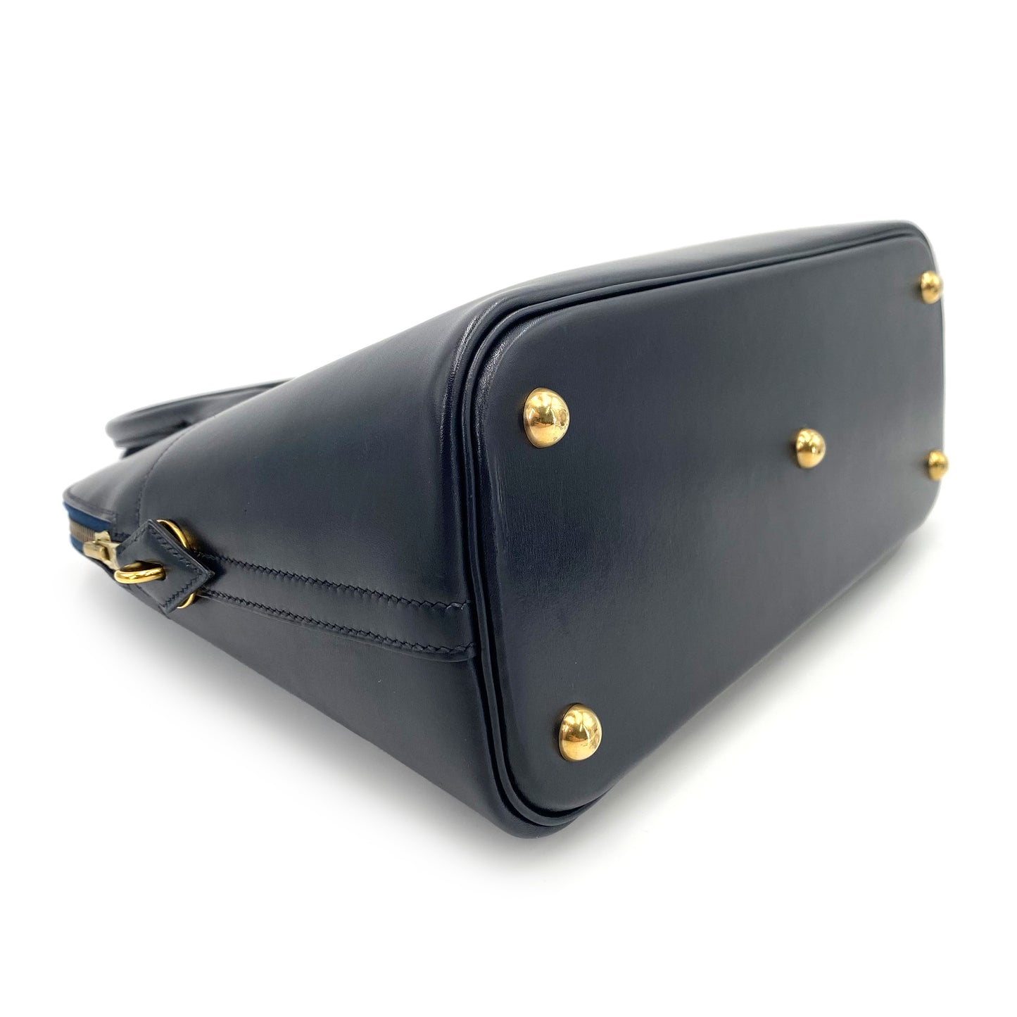 HERMES BOLIDE 31 NAVY BOXCALF HAND SHOULDER BAG 〇Z 90239119