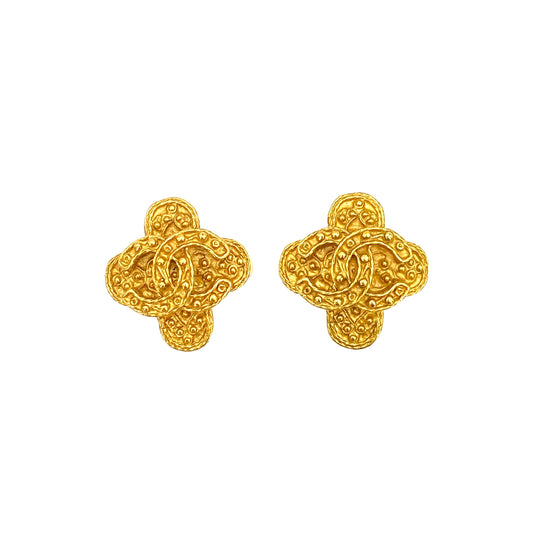 CHANEL VINTAGE EARRINGS COCOMARK CLOVER MOTIF ACCESSORY 94A 90240414