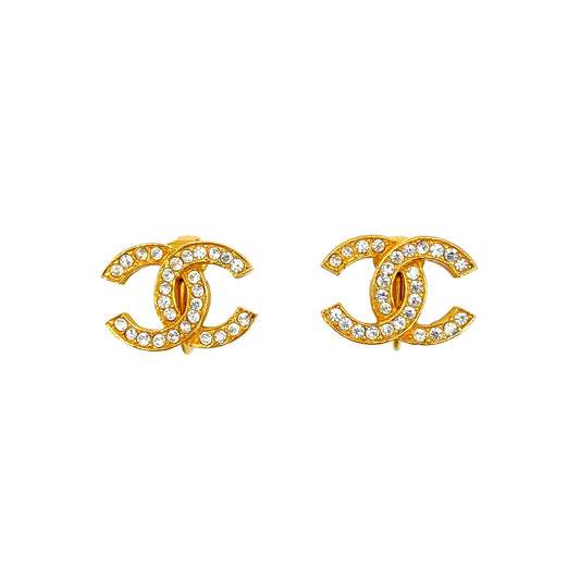 CHANEL VINTAGE EARRINGS COCOMARK RHINESTONE ACCESSORY 90240937