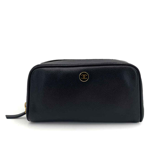 CHANEL VINTAGE POUCH BLACK LEATHER 90240944