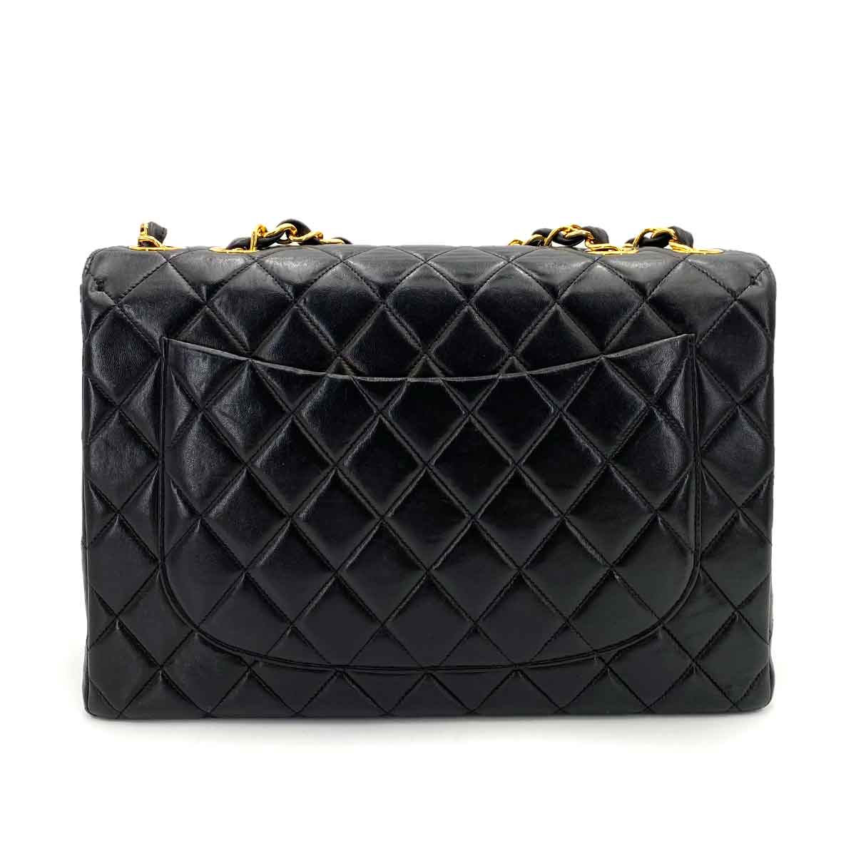CHANEL VINTAGE JUMBO MATELASSE 30 CHAIN SHOULDER BAG BLACK LAMB SKIN 90240948