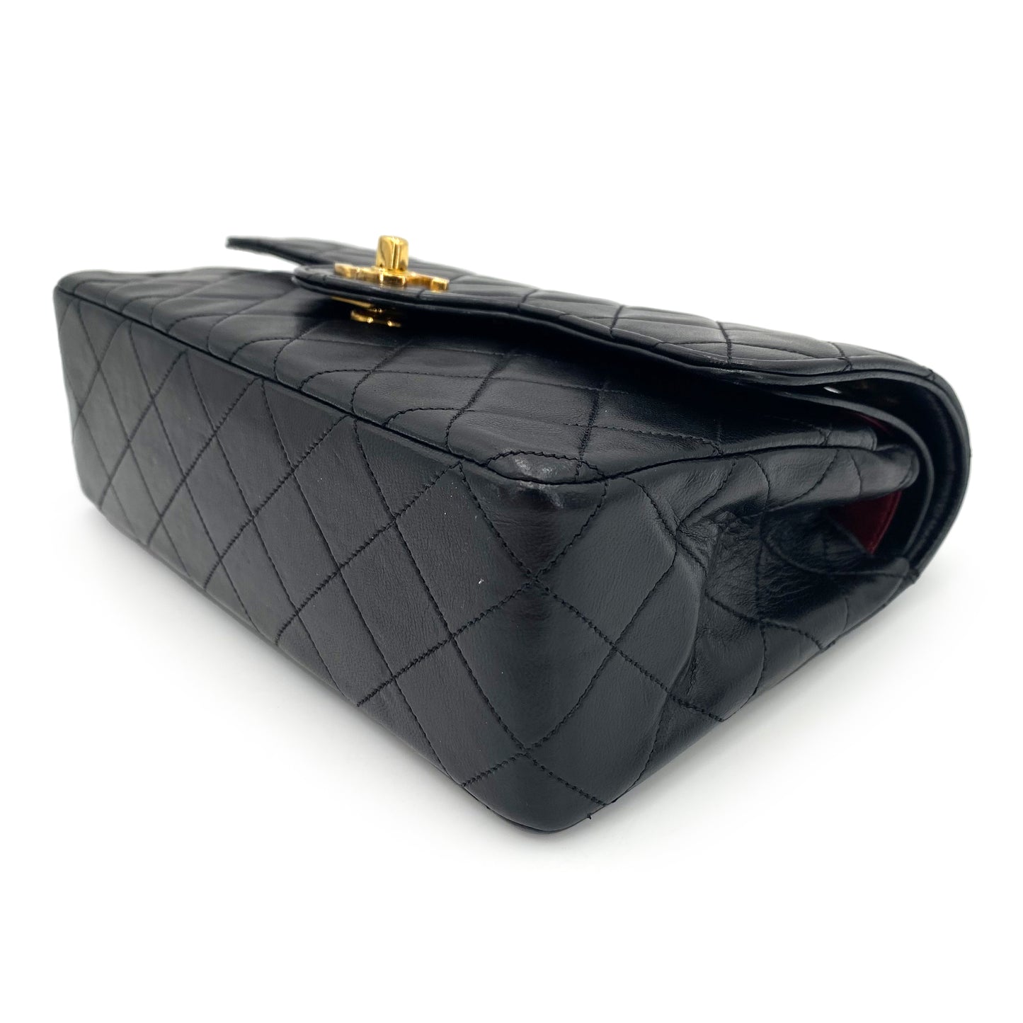 CHANEL VINTAGE MATELASSE CHAIN SHOULDER BAG BLACK LAMB SKIN 90240956