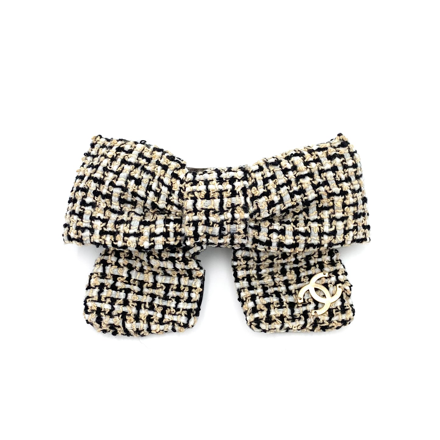 CHANEL VINTAGE VALLETTA RIBBON COCOMARK TWEED BLACK WHITE ACCESSORY 90240967