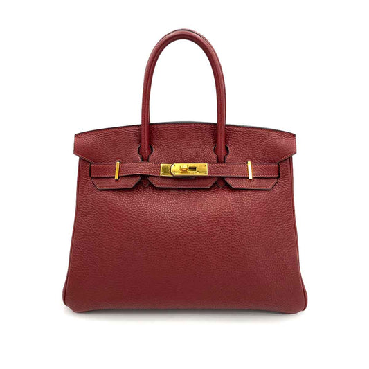 HERMES BIRKIN 30 ROUGE ASH TOGO HAND BAG □C 90241259