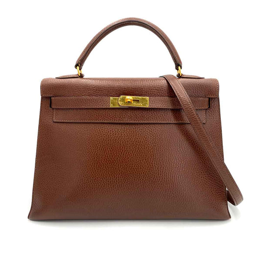 HERMES KELLY 32 SELLIER NOISETTE ARDENNES HAND SHOULDER BAG □B 90241269