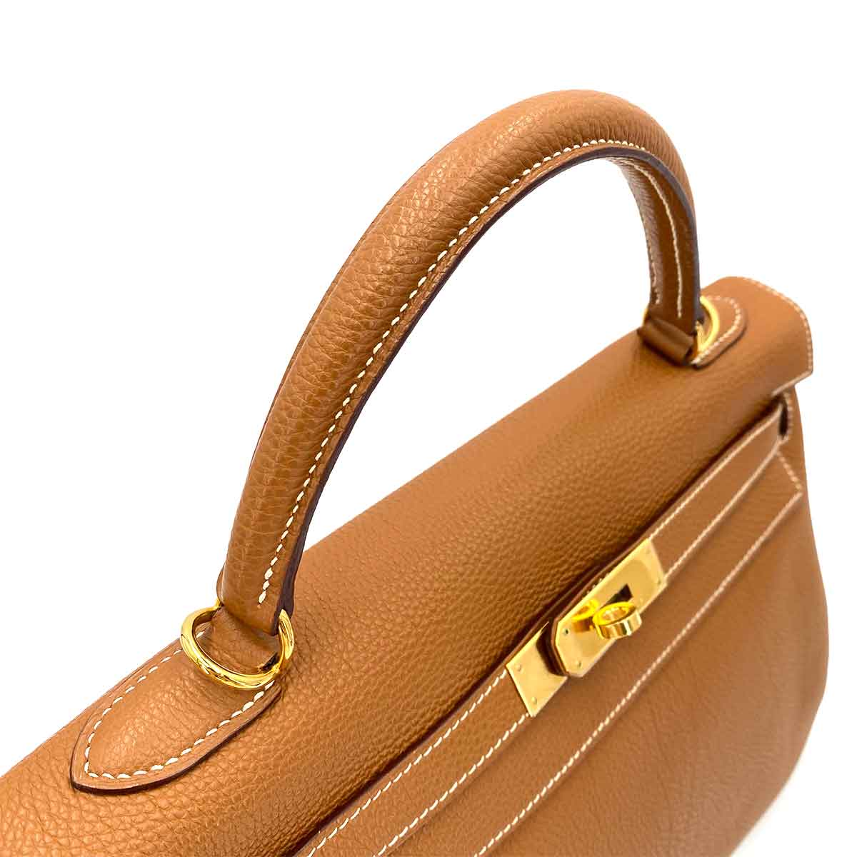HERMES KELLY 32 RETOURNE GOLD TAURILLON CLEMENCE HAND SHOULDER BAG □K 90240940