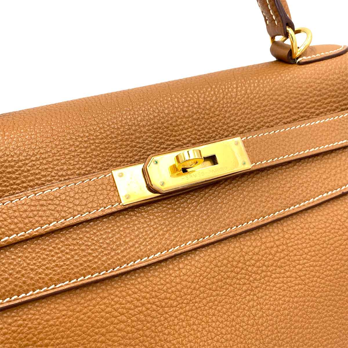 HERMES KELLY 32 RETOURNE GOLD TAURILLON CLEMENCE HAND SHOULDER BAG □K 90240940