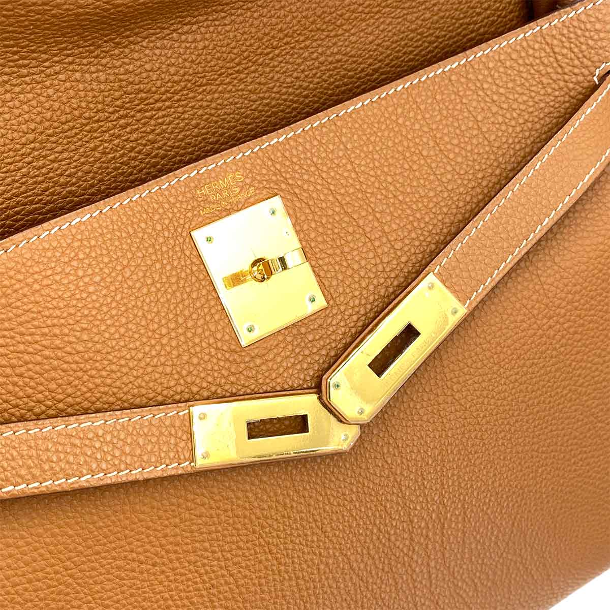 HERMES KELLY 32 RETOURNE GOLD TAURILLON CLEMENCE HAND SHOULDER BAG □K 90240940
