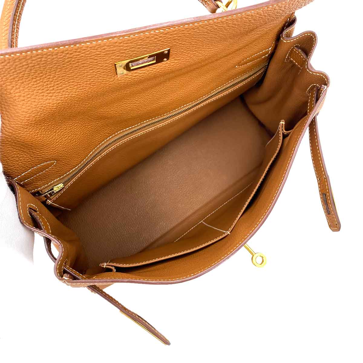 HERMES KELLY 32 RETOURNE GOLD TAURILLON CLEMENCE HAND SHOULDER BAG □K 90240940