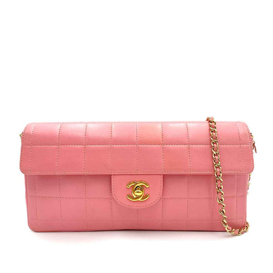 CHANEL VINTAGE CHOCOLATE BAR CHAIN SHOULDER BAG PINK LAMB SKIN 90241275