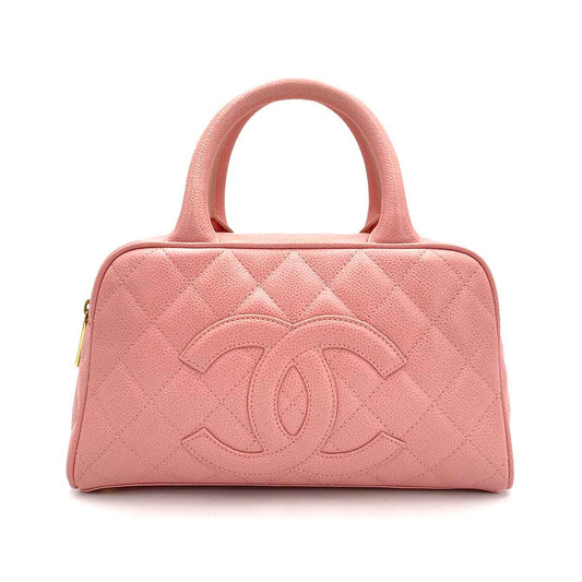 CHANEL VINTAGE MINI BOSTON HAND BAG PINK CAVIAR SKIN 90241283
