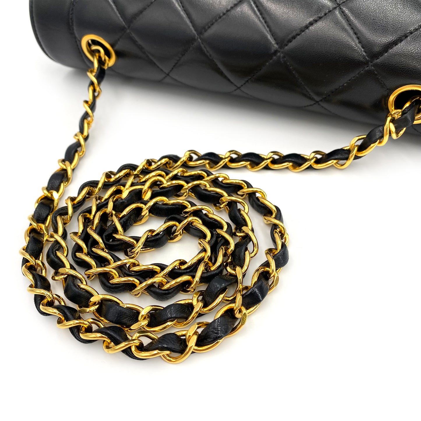 CHANEL VINTAGE DIANA MEDIUM CHAIN SHOULDER BAG BLACK LAMB SKIN 90241298