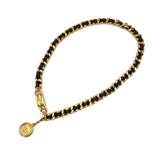 CHANEL VINTAGE CHAIN BELT LEATHER COCOMARK ACCESSORY 90241302