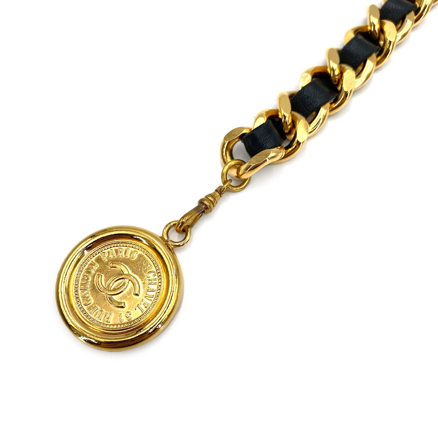 CHANEL VINTAGE CHAIN BELT LEATHER COCOMARK ACCESSORY 90241302