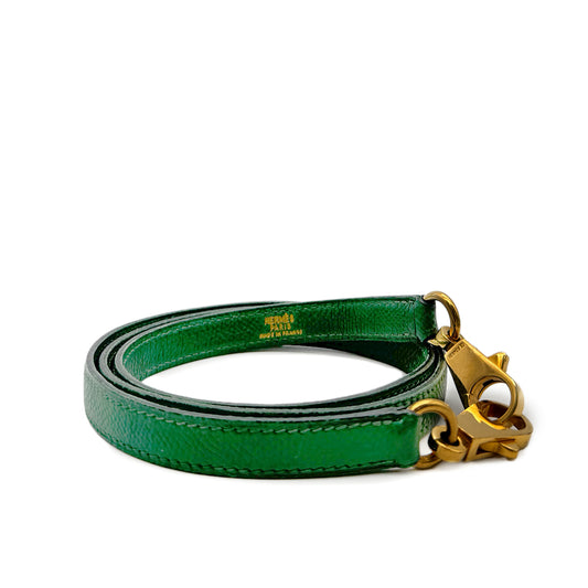 HERMES KELLY BOLIDE GREEN COURCHEVEL SHOULDER STRAP GHW 90241323