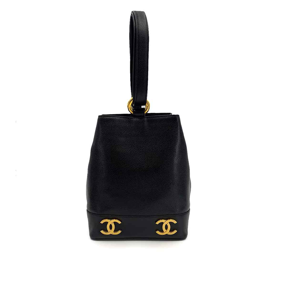 CHANEL VINTAGE COCO ONE SHOULDER BAG BLACK CAVIAR SKIN 90241328