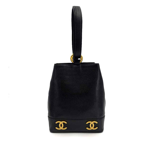 CHANEL VINTAGE COCO ONE SHOULDER BAG BLACK CAVIAR SKIN 90241328